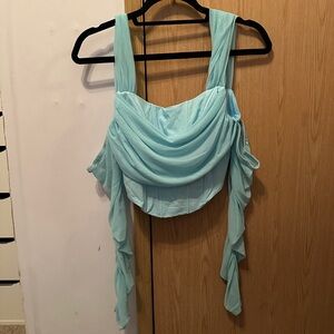 Green Ruched Sleeveless Blouse